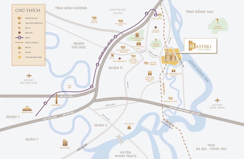 Vị trí dự án căn hộ Masteri Centre Point Quận 9