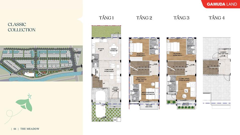 Layout thiết kế sản phẩm Nhà phố truyền thống dự án The Meadow Bình Chánh.